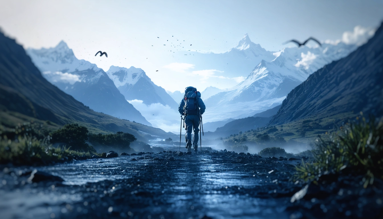 Cyclist climbing a steep road with mist gradient